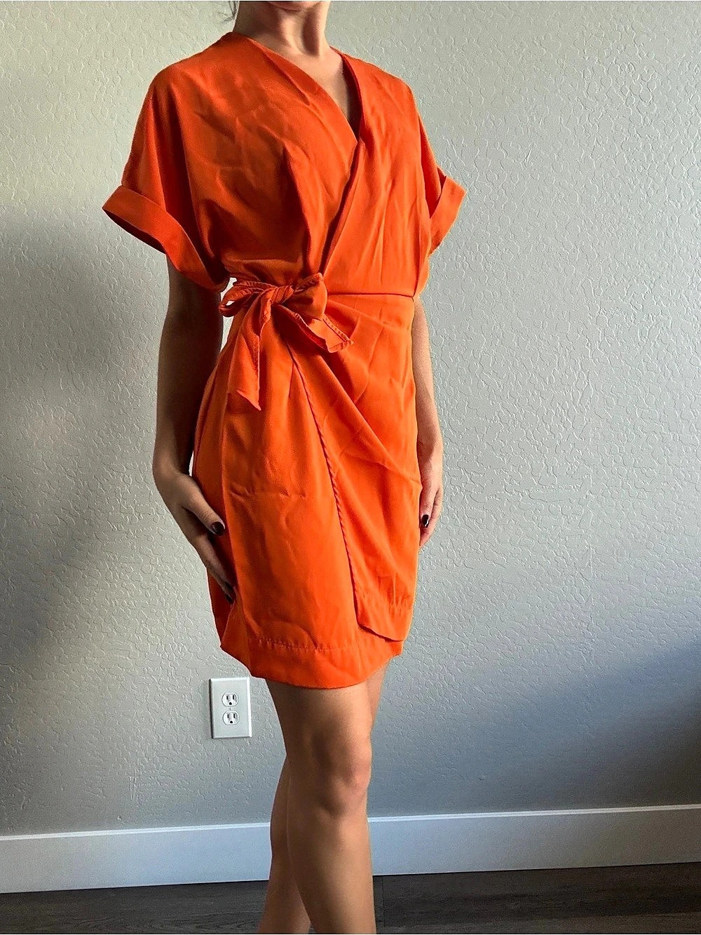 Orange Wrap Mini Dress Like New